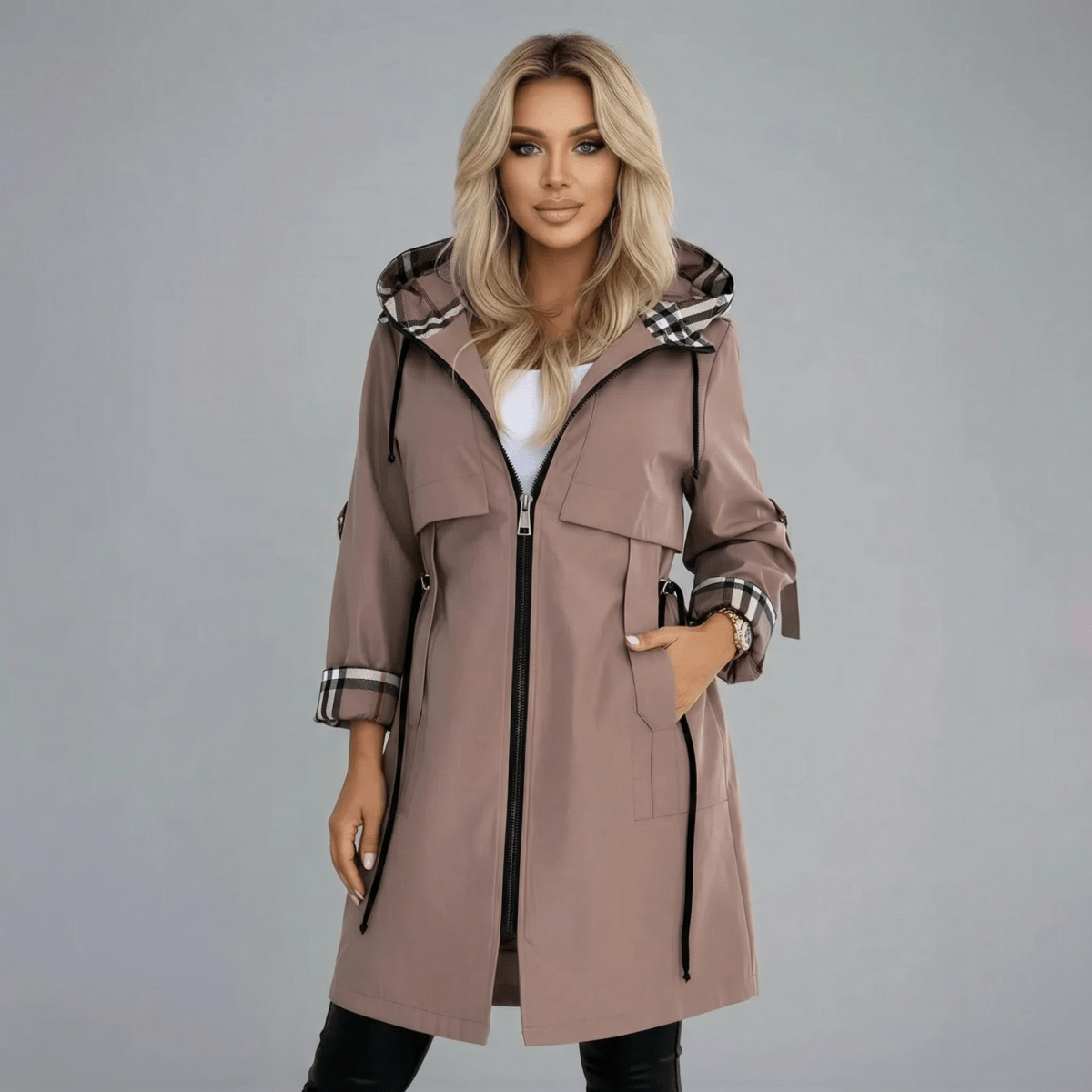 Waterproof Hooded Raincoat Women Long
