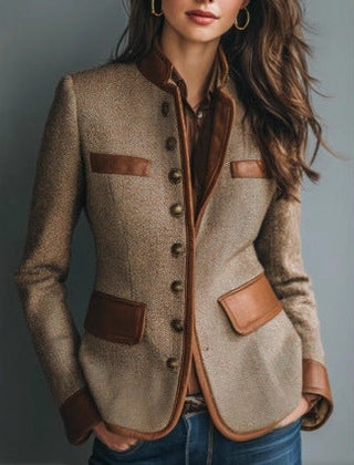 Tweed Blazer Jacket Women Autumn