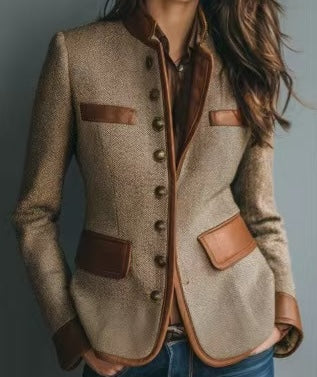 Tweed Blazer Jacket Women Autumn - View 2