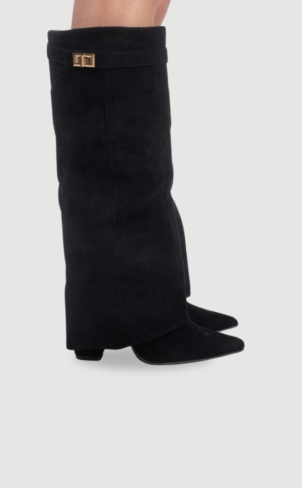 Fold Over Knee High Boots Women Suede