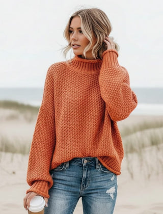 Oversized Turtleneck Sweater Women Chunky