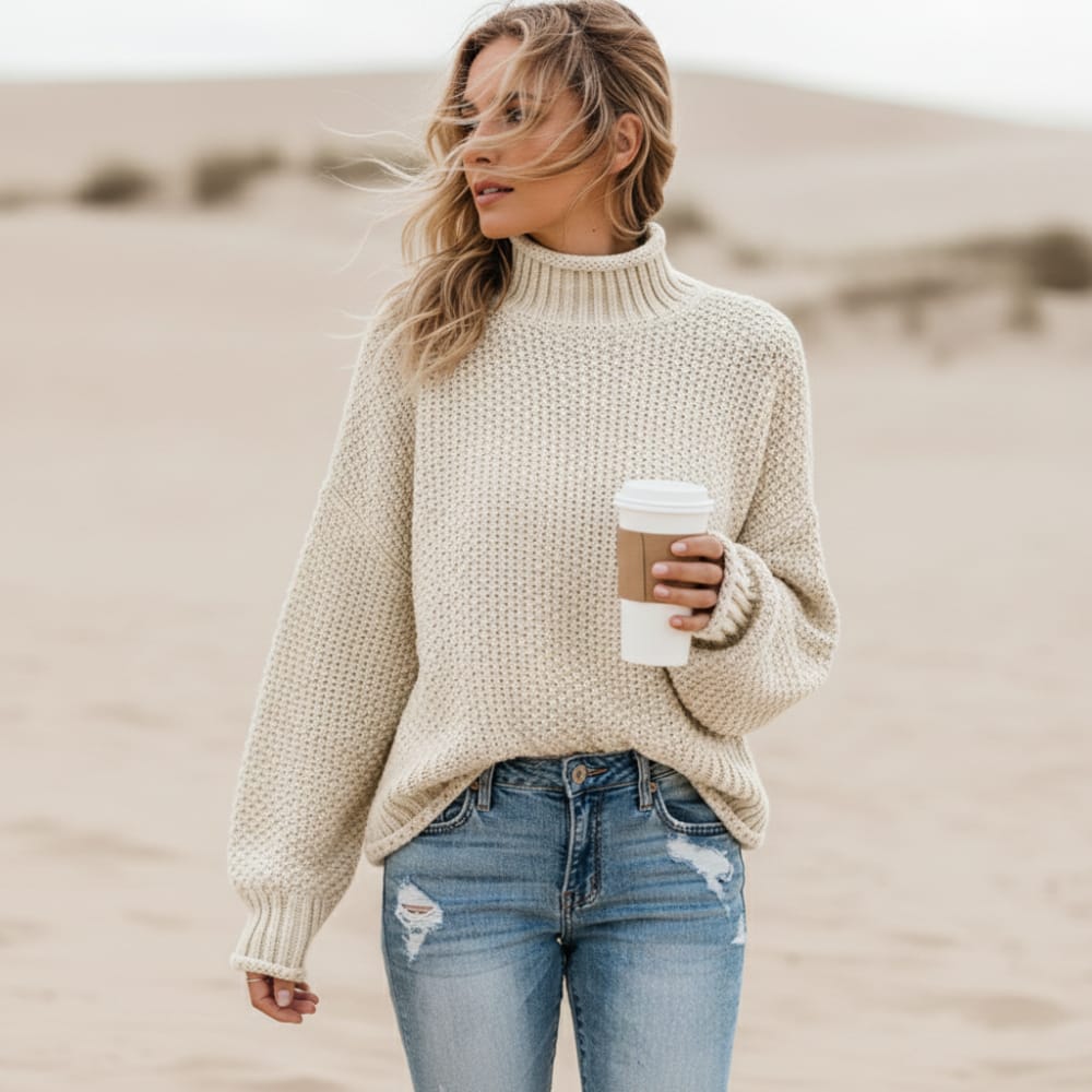 Oversized Turtleneck Sweater Women Chunky - View 2