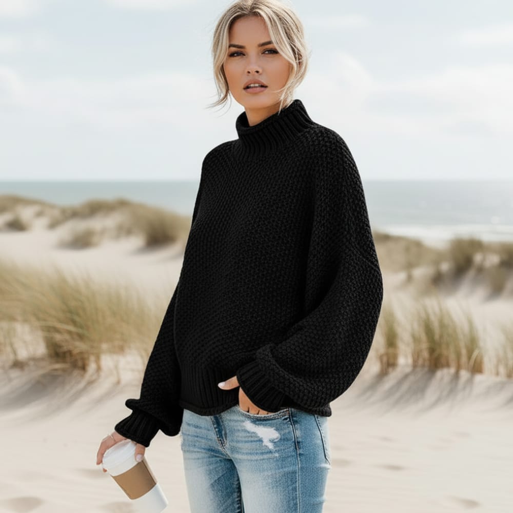 Oversized Turtleneck Sweater Women Chunky - View 3