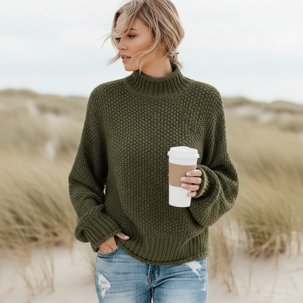 Oversized Turtleneck Sweater Women Chunky - View 4