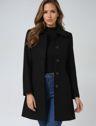 Long Wool Coat Women Stand Collar