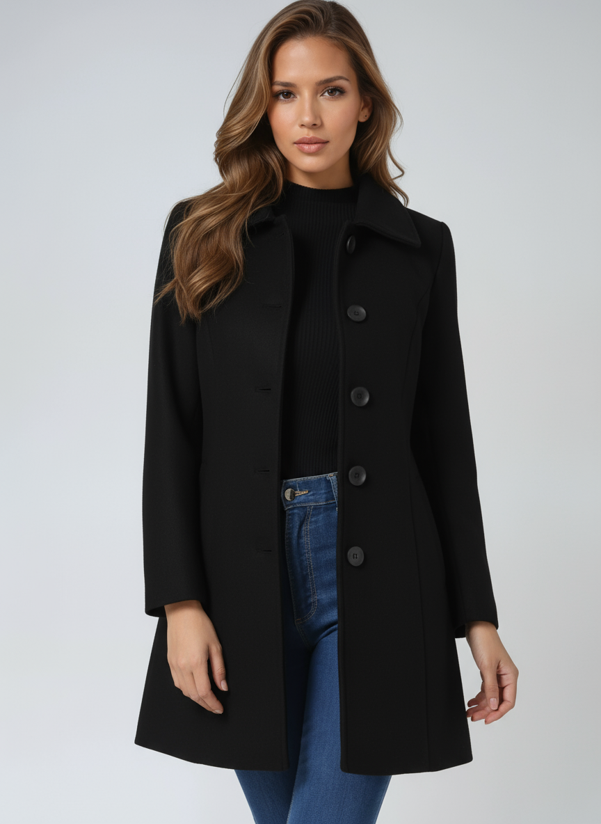 Long Wool Coat Women Stand Collar