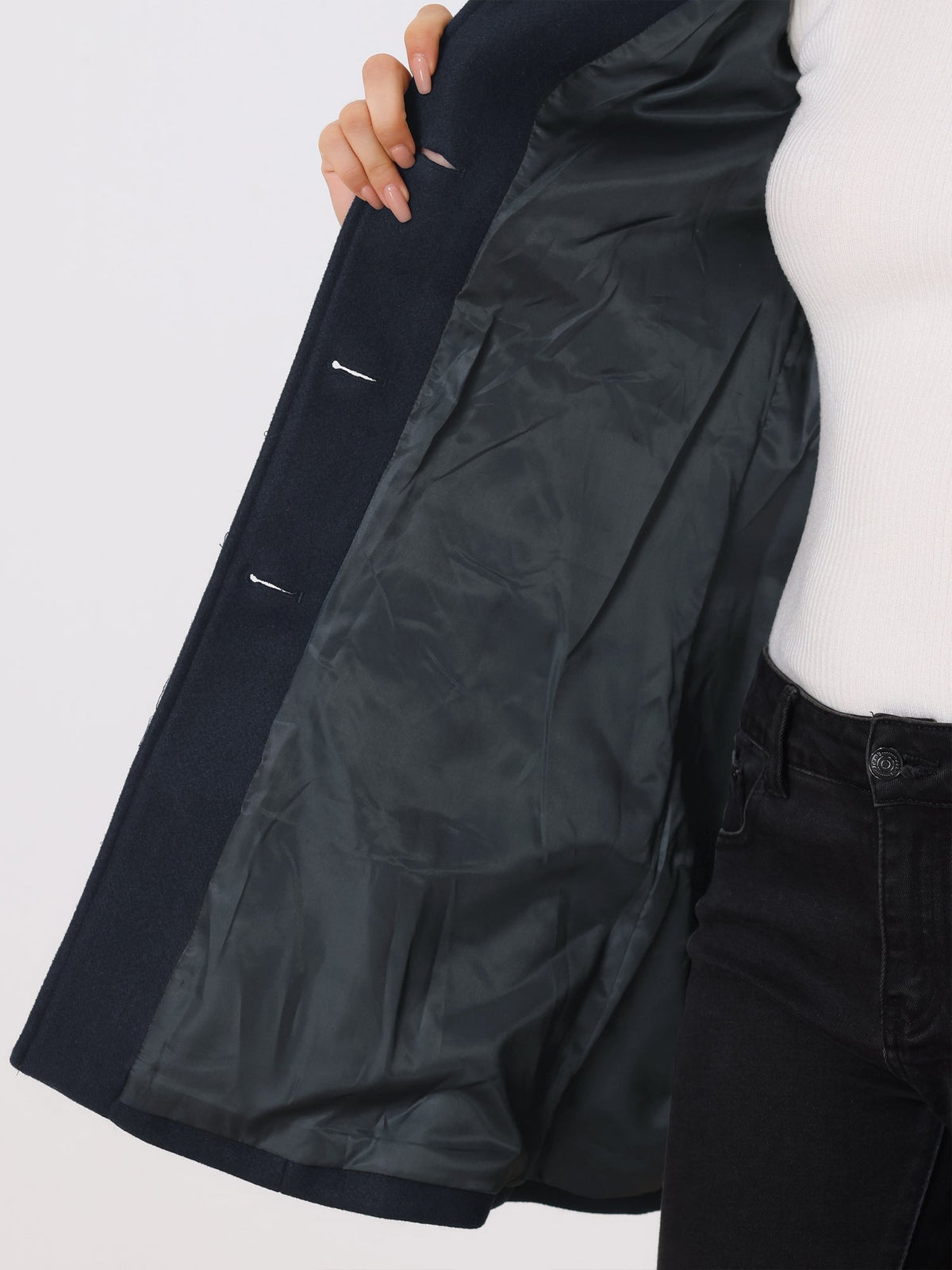 Long Wool Coat Women Stand Collar - View 11