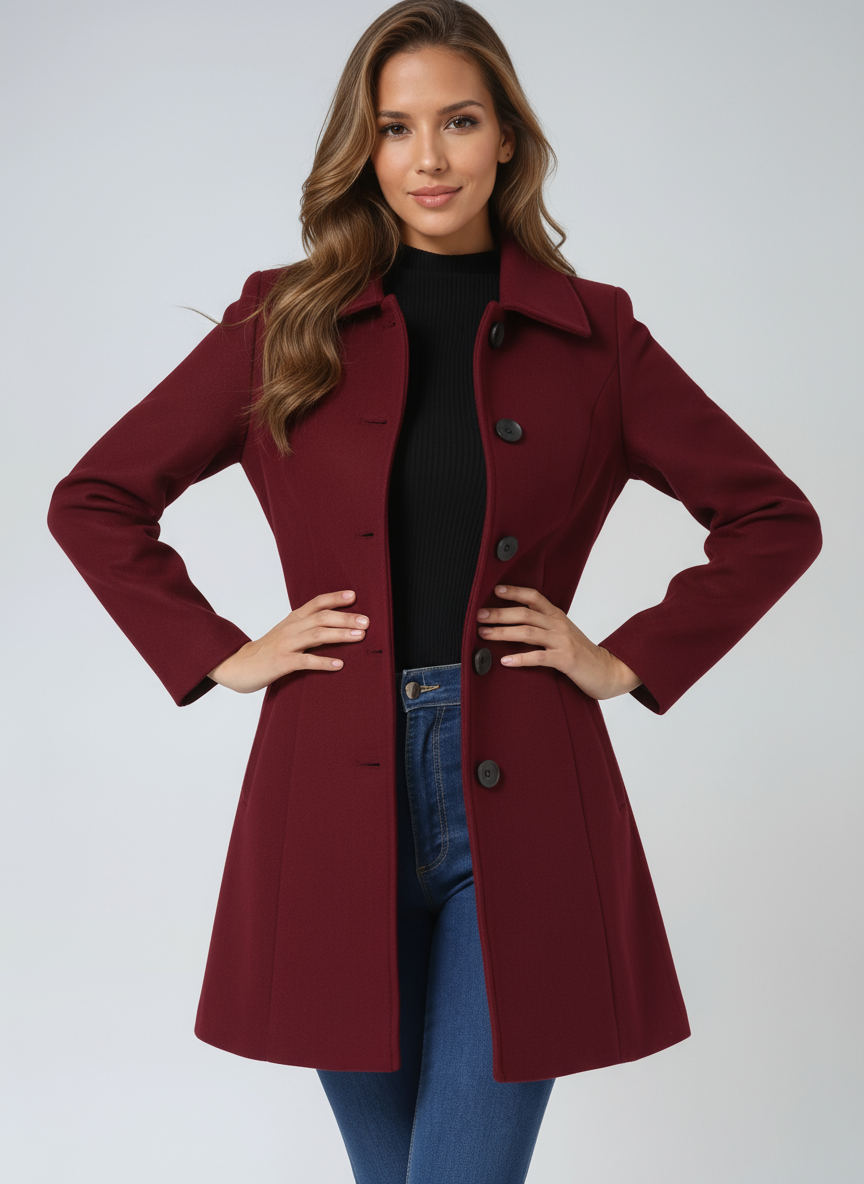 Long Wool Coat Women Stand Collar - View 7