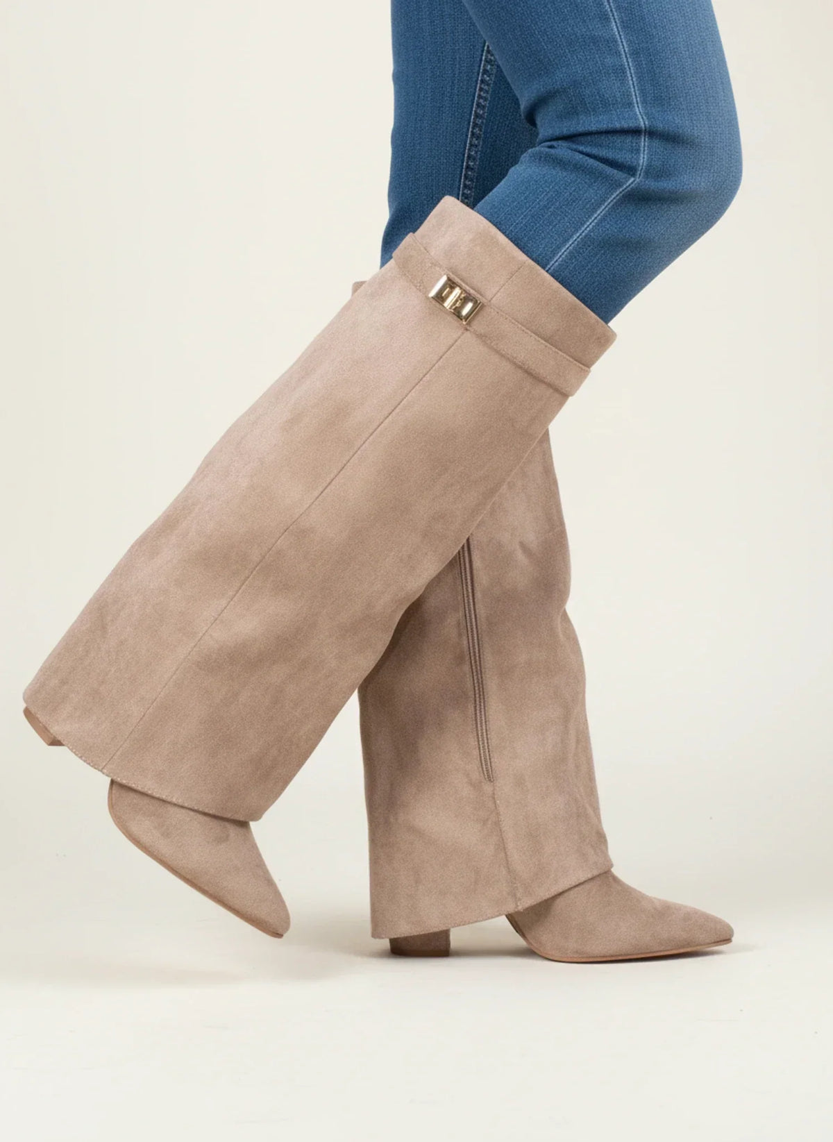 Suede Slouch Boots Women Knee High