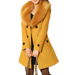 Faux Fur Collar Wool Coat Women - View 10