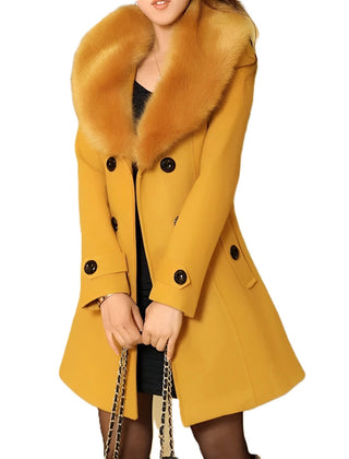 Faux Fur Collar Wool Coat Women - View 10
