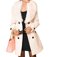 Faux Fur Collar Wool Coat Women - View 8