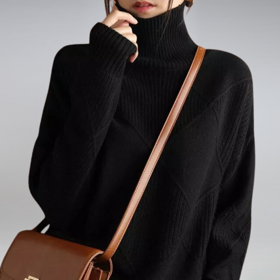 Diamond Knit Turtleneck Sweater Women - View 2