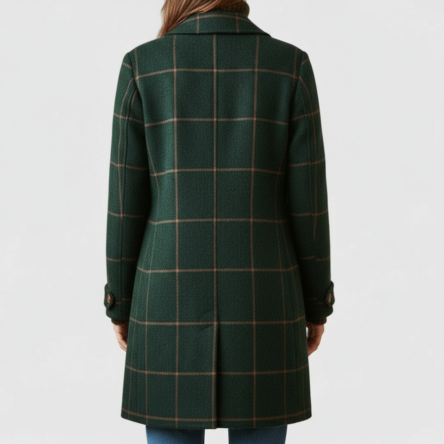 Check Wool Coat Women Belted - View 2