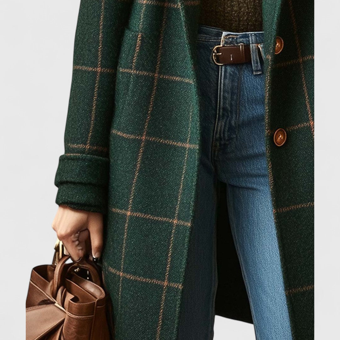Check Wool Coat Women Belted - View 4