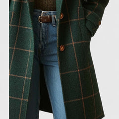 Check Wool Coat Women Belted - View 5