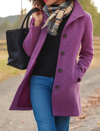 Camel Pea Coat Women Double Breasted - View 5