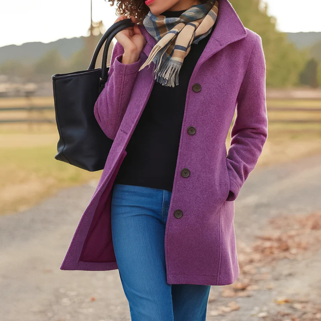 Camel Pea Coat Women Double Breasted - View 5