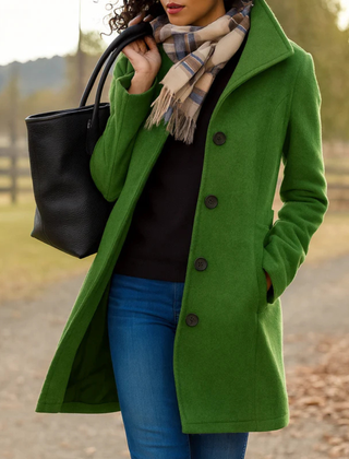 Camel Pea Coat Women Double Breasted - View 6