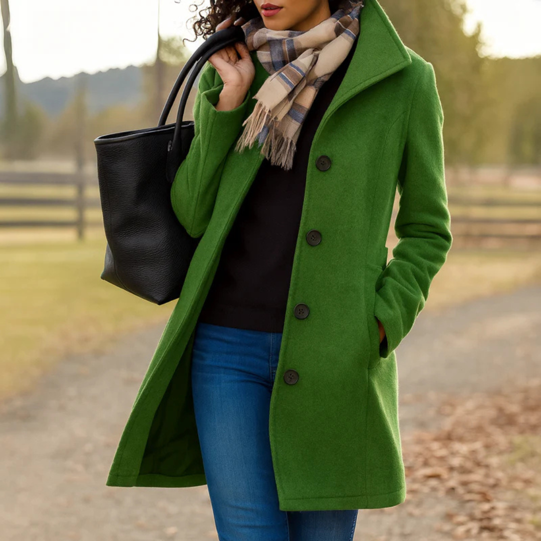Camel Pea Coat Women Double Breasted - View 6
