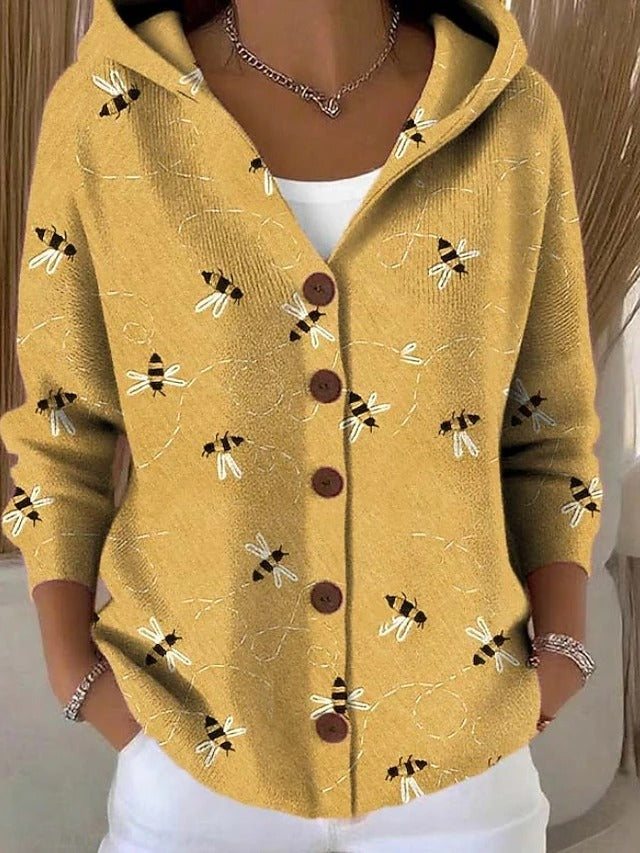 Printed Hooded Shirt Jacket Women - View 2