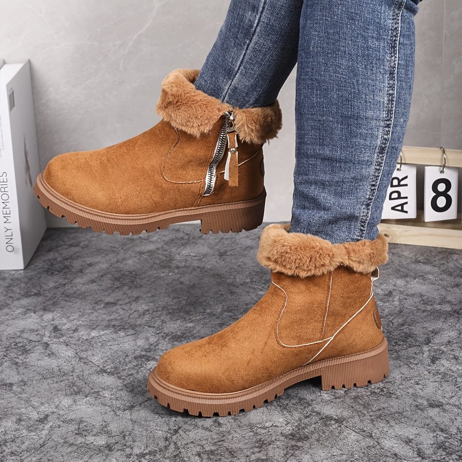 Fleece Lined Ankle Boots Women Chunky - View 2