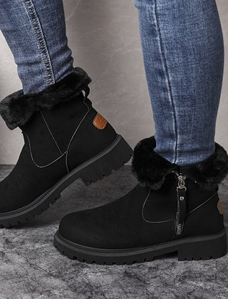 Fleece Lined Ankle Boots Women Chunky - View 3