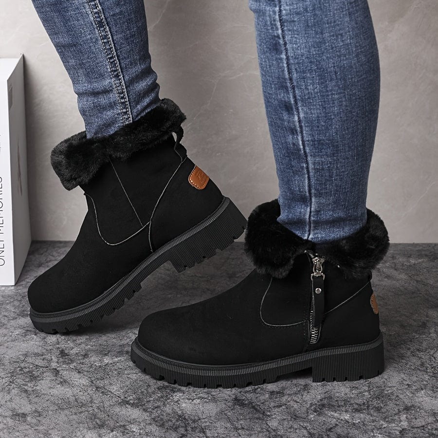 Fleece Lined Ankle Boots Women Chunky - View 3