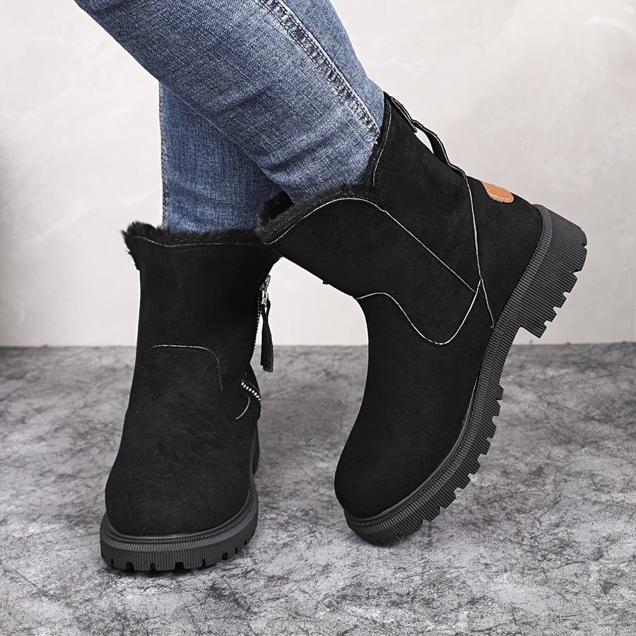 Fleece Lined Ankle Boots Women Chunky - View 4