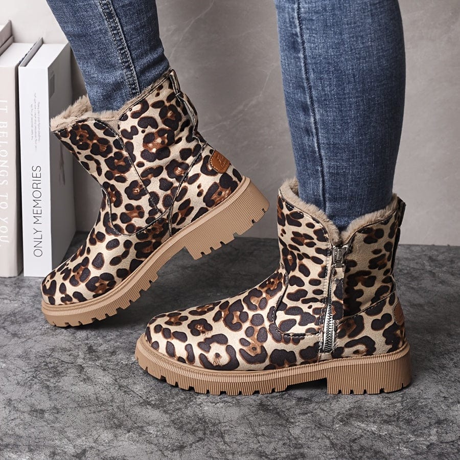 Fleece Lined Ankle Boots Women Chunky - View 5