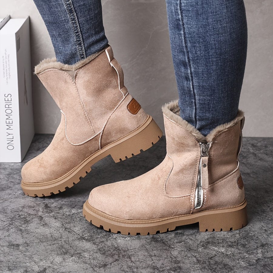 Fleece Lined Ankle Boots Women Chunky - View 6