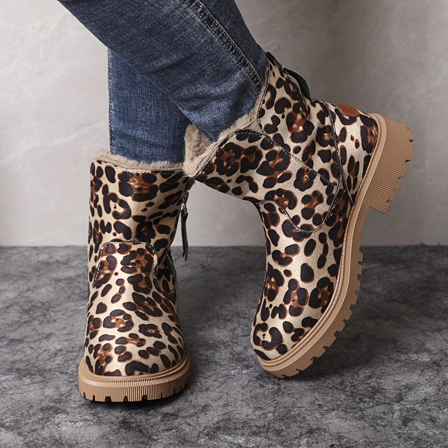 Fleece Lined Ankle Boots Women Chunky - View 8