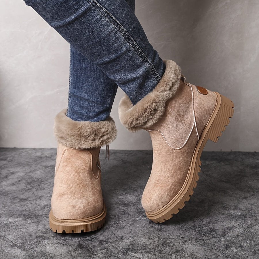 Fleece Lined Ankle Boots Women Chunky - View 9
