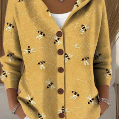 Hooded Button Up Shirt Jacket Women Print - View 2
