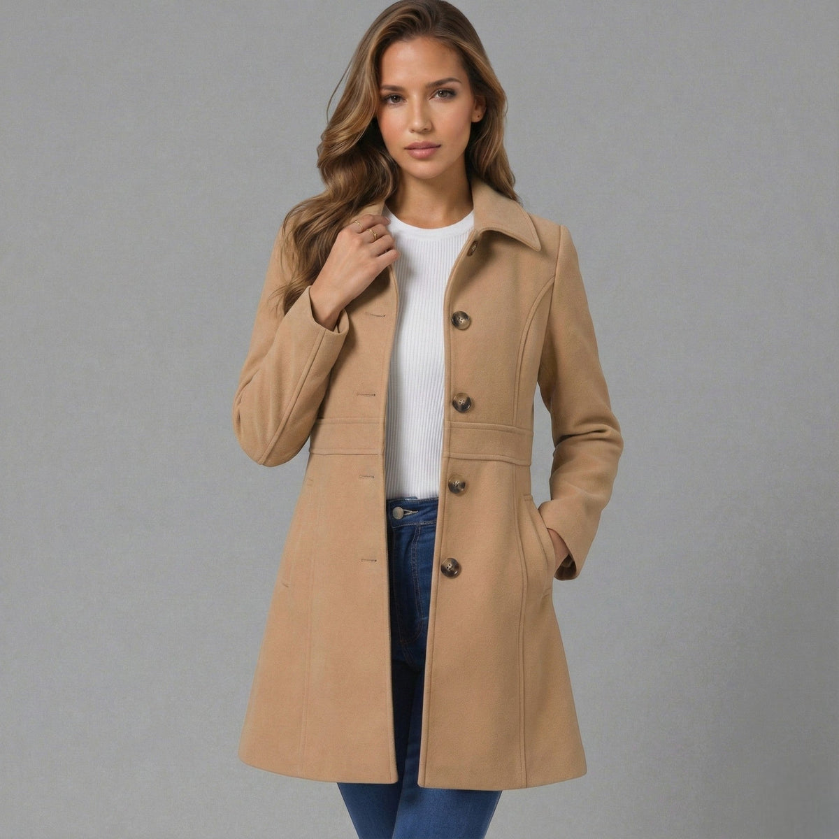 Fit And Flare Wool Coat Women - View 11