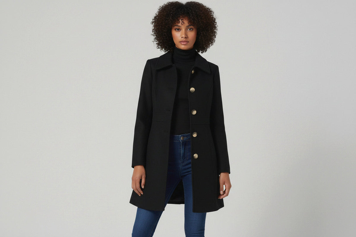 Fit And Flare Wool Coat Women - View 2