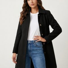 Fit And Flare Wool Coat Women - View 3