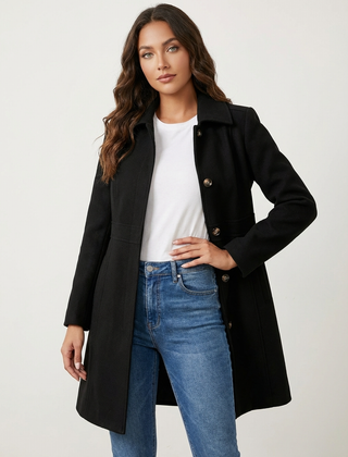Fit And Flare Wool Coat Women - View 3