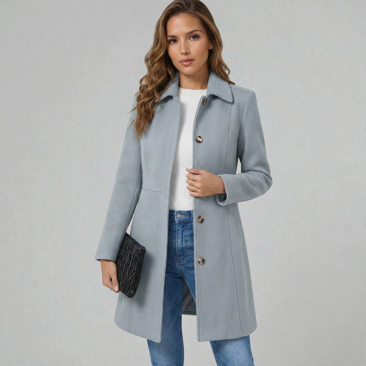 Fit And Flare Wool Coat Women - View 5