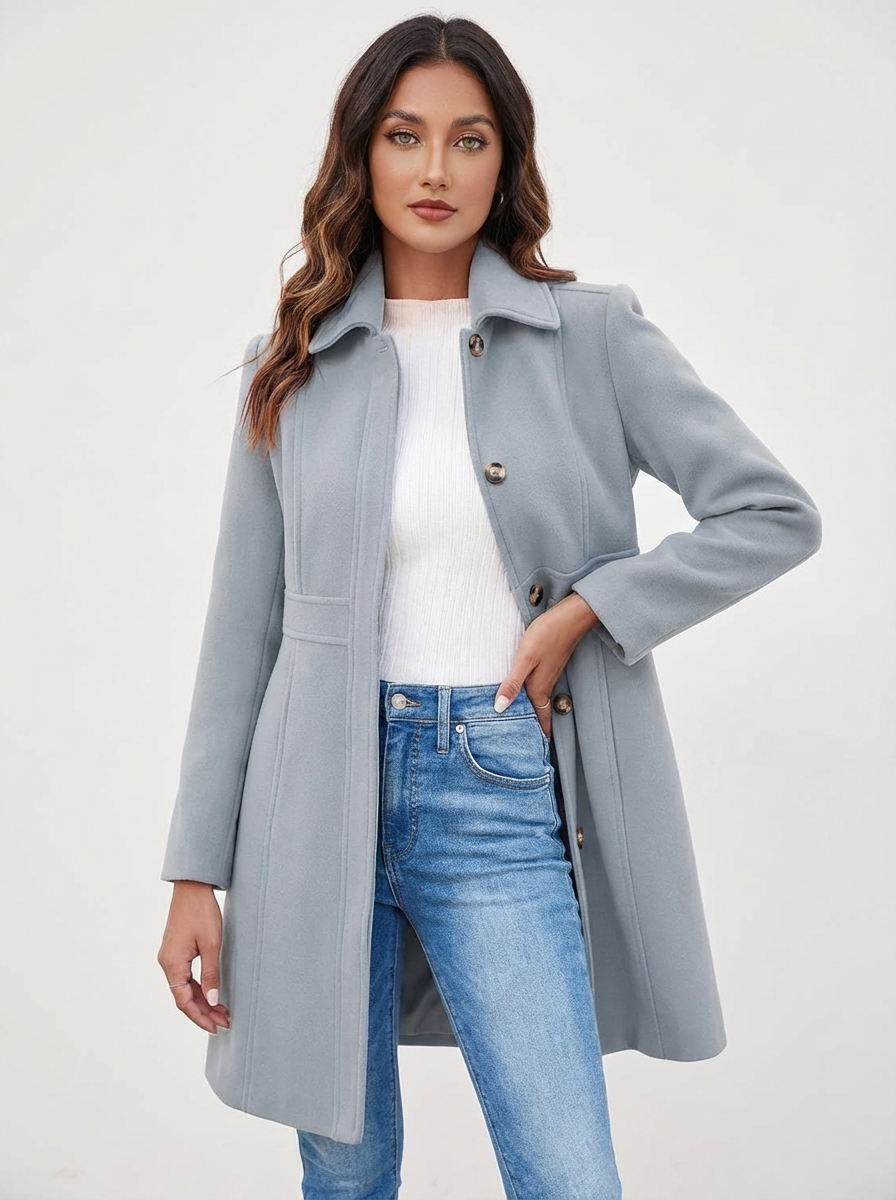 Fit And Flare Wool Coat Women - View 6