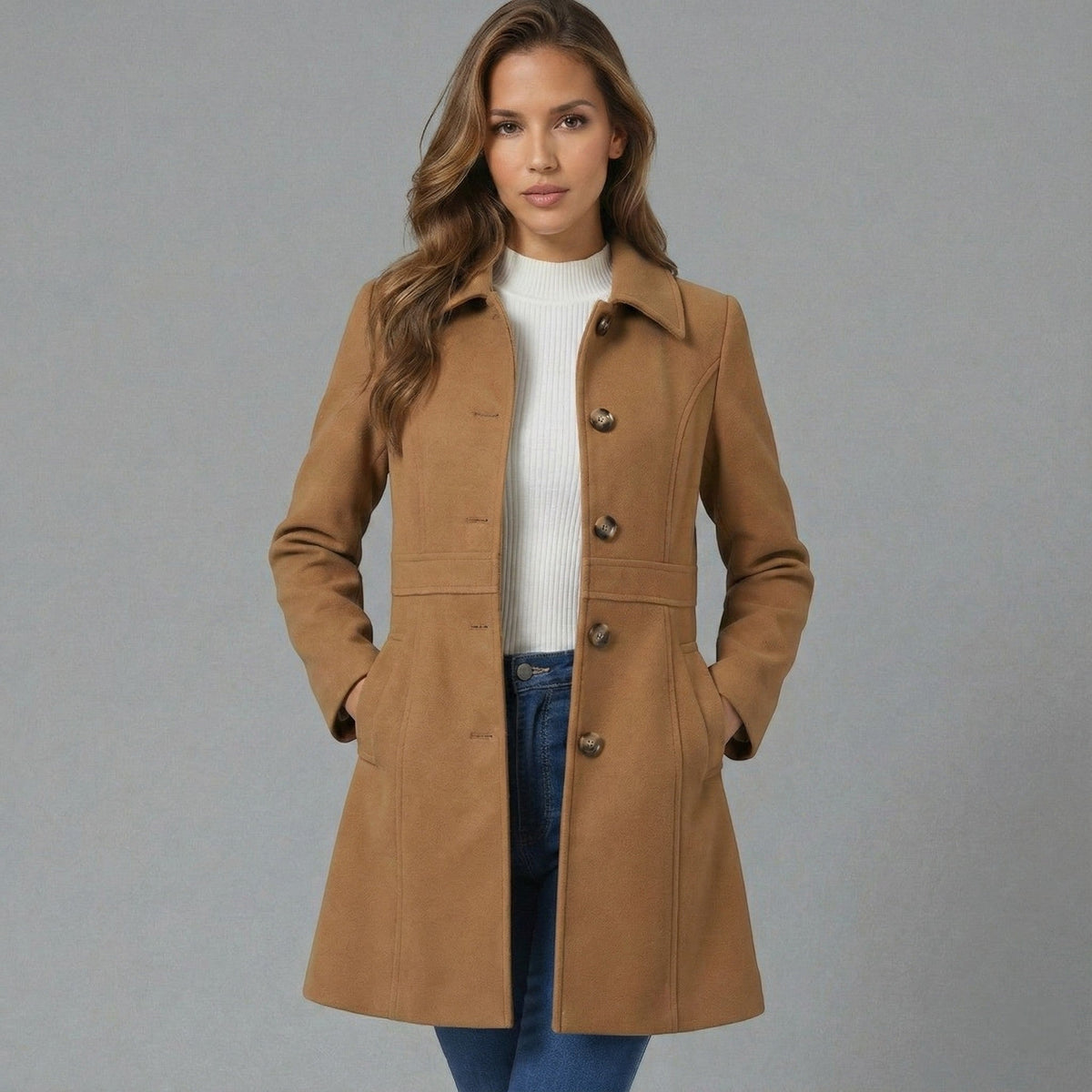Fit And Flare Wool Coat Women - View 7