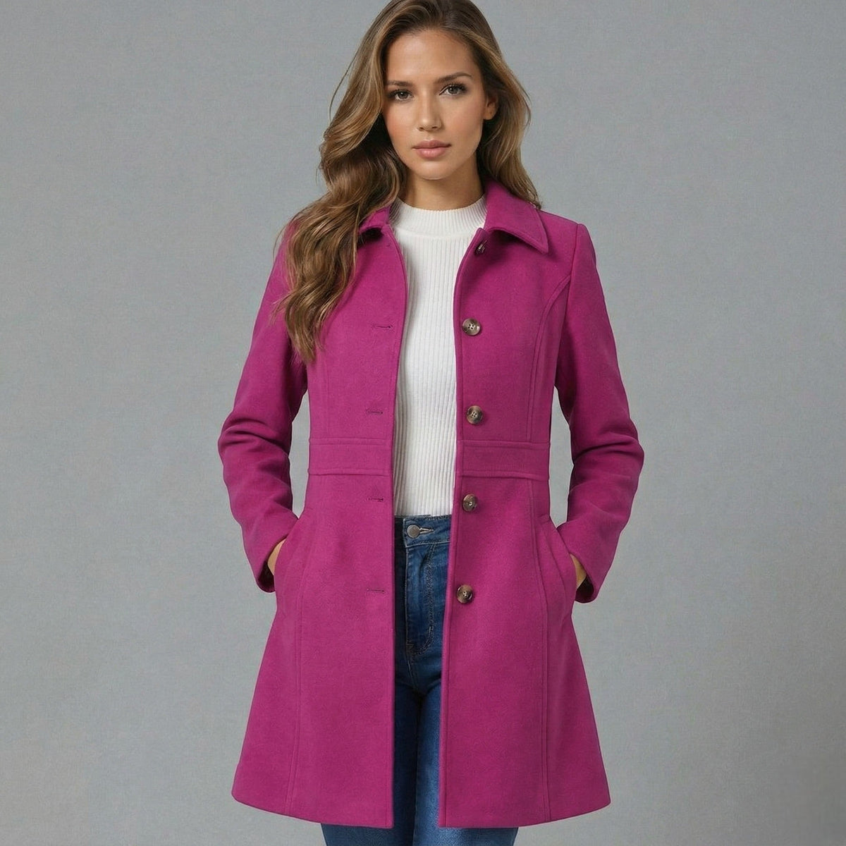 Fit And Flare Wool Coat Women - View 9