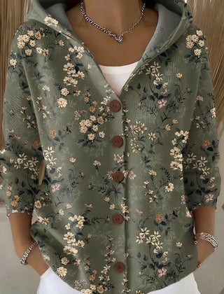 Printed Hooded Cardigan Women Button Up - View 4