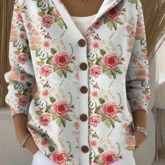 Printed Hooded Cardigan Women Button Up - View 5