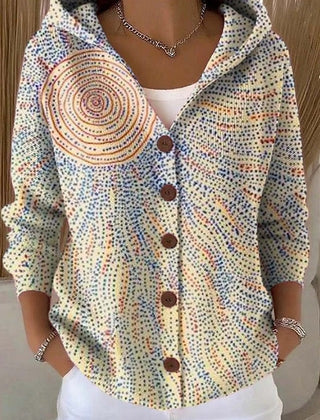 Printed Hooded Cardigan Women Button Up - View 6