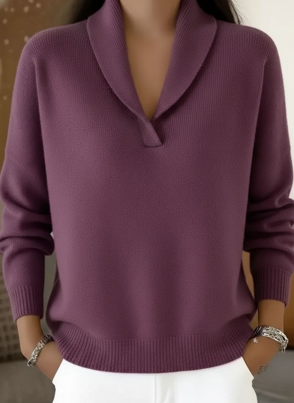 Shawl Collar Sweater Women Chunky Knit - View 6