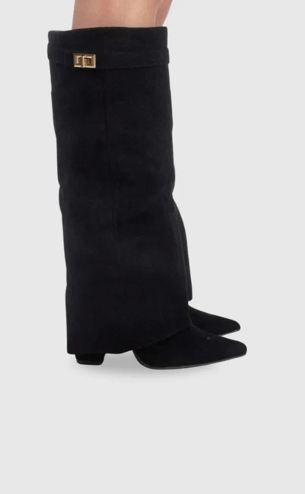 Suede And Leather Knee High Boots Women