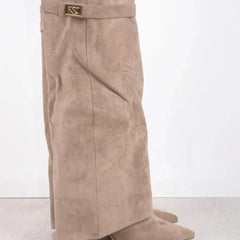 Suede And Leather Knee High Boots Women - View 10