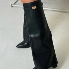 Suede And Leather Knee High Boots Women - View 16