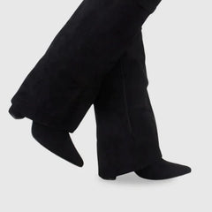 Suede And Leather Knee High Boots Women - View 2
